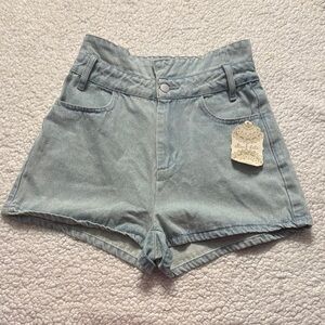 Altar'd State High Waist Blue Denim Shorts